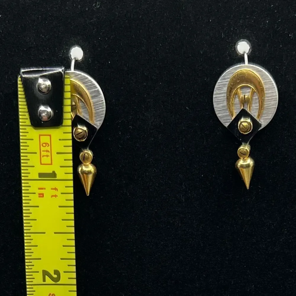 *3/$20* Multi tone metal modernist geometric earrings silver gold bronze